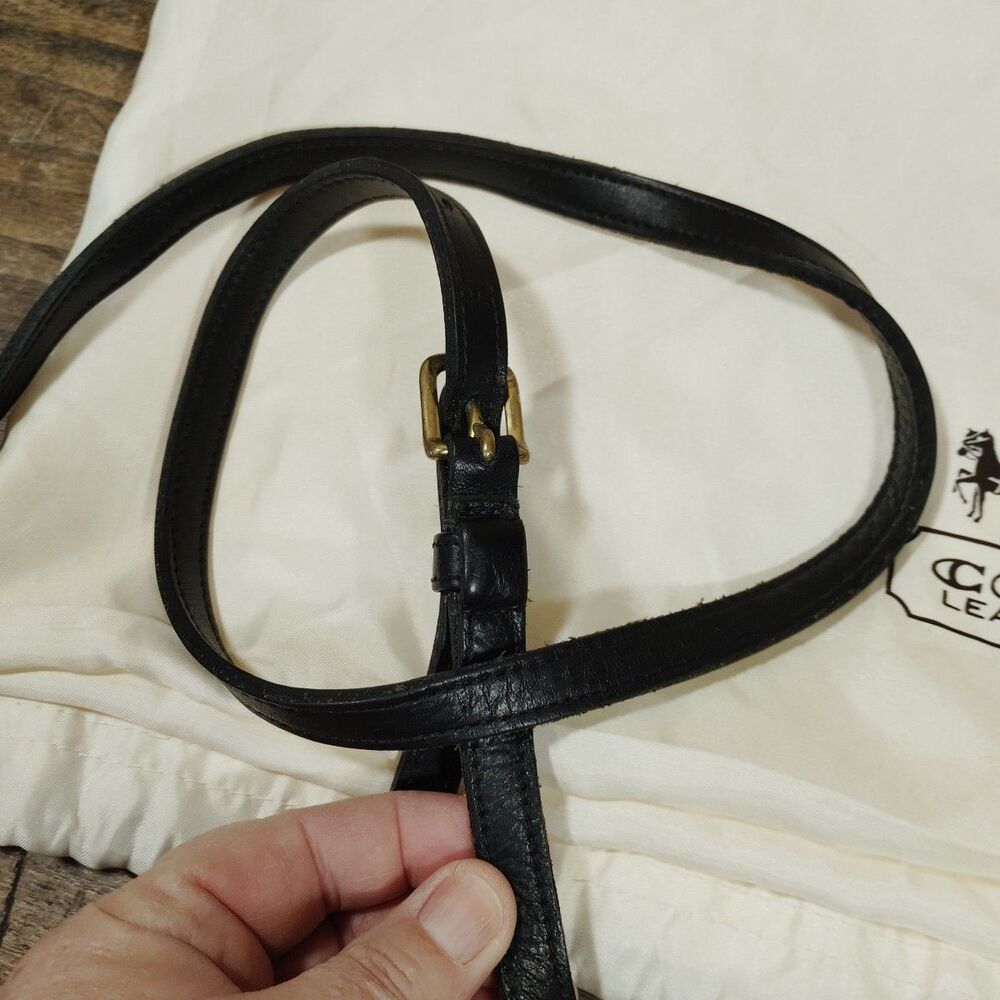 Vintage Coach Bag Purse Pocket Crossbody Black Leather 9755 Strap Dust Bag Tag - Picture 5 of 14